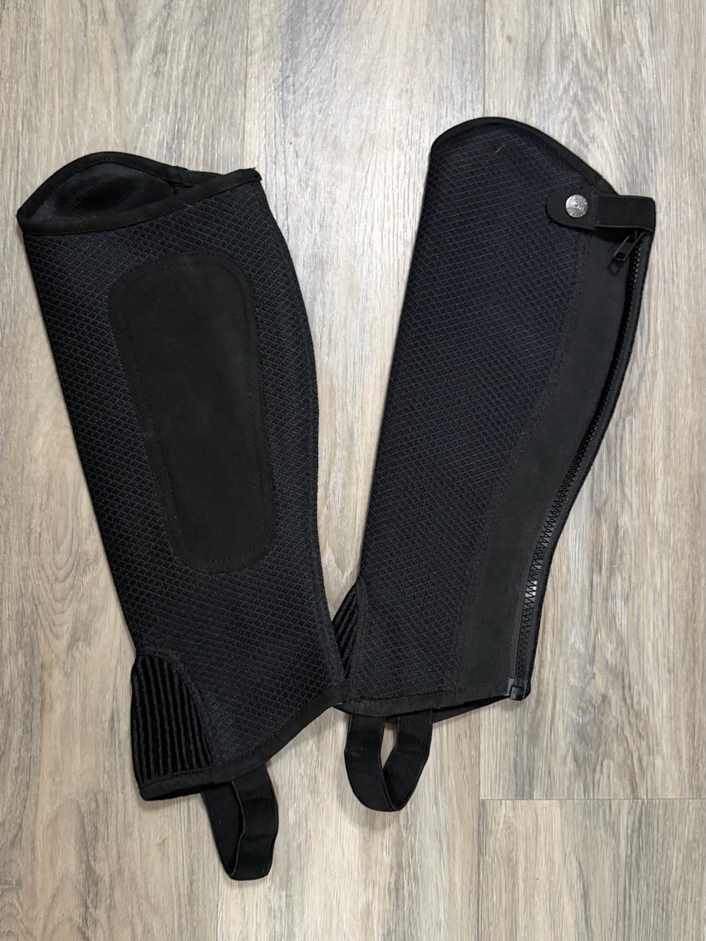 Black Pair of Protective Riding Half Chaps